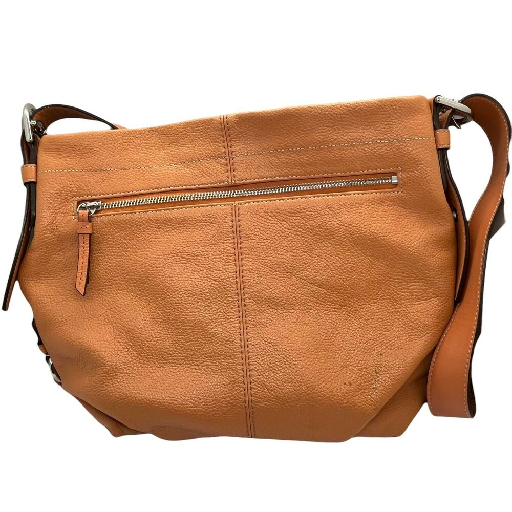 Coach Womens F15064 Orange Duffle Pebbled Leather Slouchy Zipper Crossbody Bag